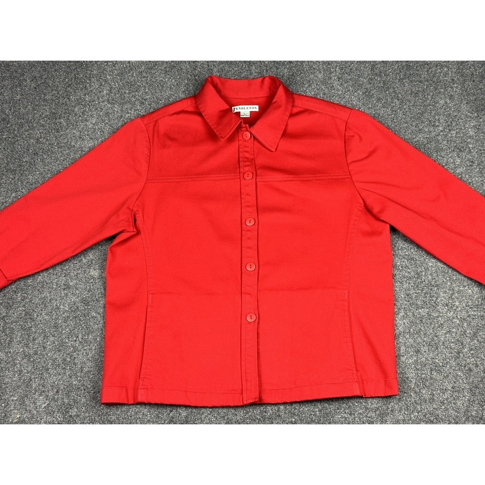 Pendleton Button Up Shirt Jacket Women's Sz Large granny core Pockets Cotton - Picture 7 of 15